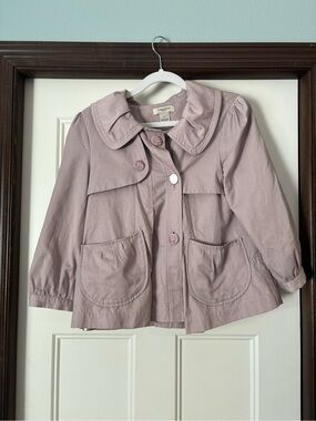 Vertigo Paris Dusty Mauve Raincoat with Peter Pan Collar sz Medium